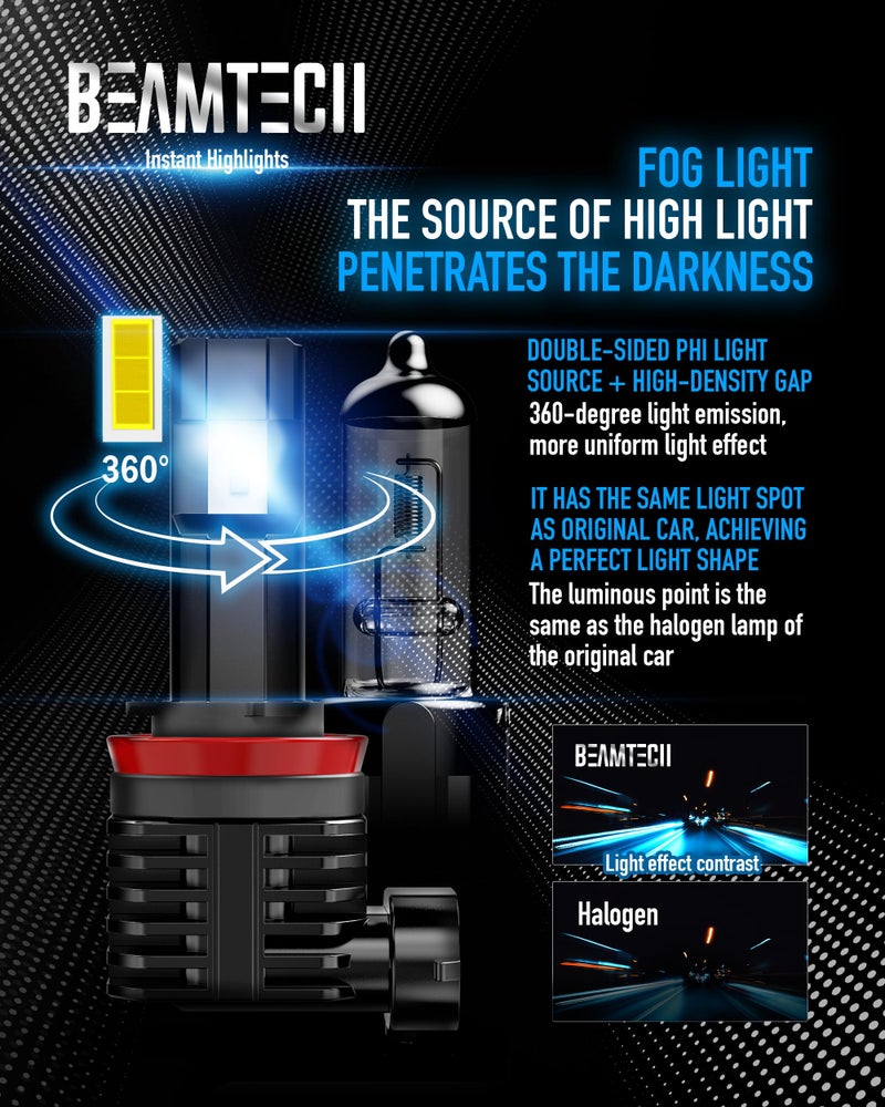 BEAMTECH H11 Fog Light Bulb H8 H9 Fog Replacement - Image 4